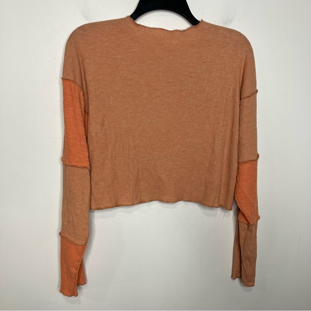 Le Lis long‎ sleeve patchwork cropped top orange … - image 6